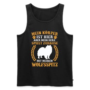 Spiele mit meinem Wolfsspitz Deutscher Keeshond - Männer Premium Bio Tank Top - Schwarz - Vorne - Michal (187cm)