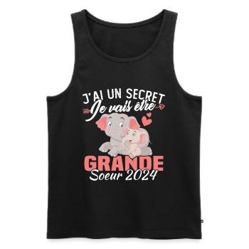 J'ai un secret Je Vais Être Grande Soeur 2024 - Débardeur bio Premium Homme - noir - Devant - Michal (187cm)