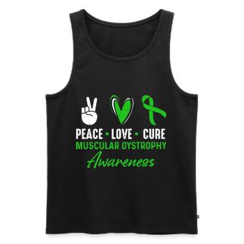 Paix, Amour, Guérison, Dystrophie musculaire, Conscience - Débardeur bio Premium Homme - noir - Devant - Michal (187cm)