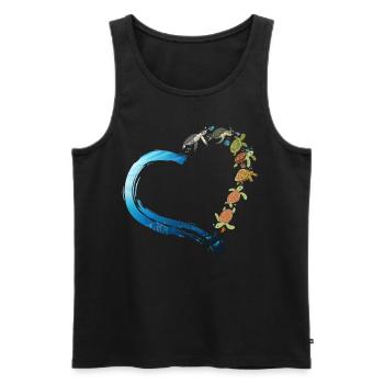 Sea Turtle Tortoise Heart - Men's Premium Organic Tank Top - black - Front - Michal (187cm)