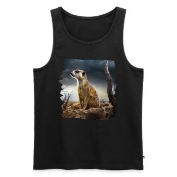 Lemurs Meerkat realistic Lemur - Men's Premium Organic Tank Top - black - Front - Michal (187cm)