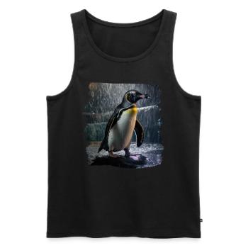 Pinguine realistic Pinguin - Männer Premium Bio Tank Top - Schwarz - Vorne - AI Model Male 178 light (178cm)