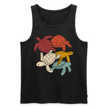 Sea Turtle Tortoise Retro Vintage - Débardeur bio Premium Homme - noir - Devant - Michal (187cm)