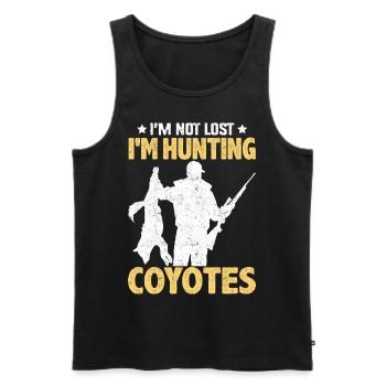 Coyote Hunt Coyote Hunter Yote - Débardeur bio Premium Homme - noir - Devant - AI Model Male 178 light (178cm)