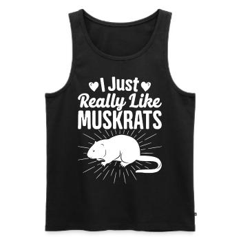 Rat musqué rétro - Débardeur bio Premium Homme - noir - Devant - Michal (187cm)