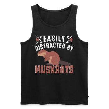 Rat musqué rétro - Débardeur bio Premium Homme - noir - Devant - Michal (187cm)