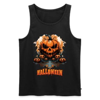 Halloween Jack O Lantern Pumpkin - Men's Premium Organic Tank Top - black - Front - AI Model Male 178 light (178cm)