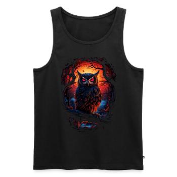 Schöne Eule mit großen Augen in der Nacht - Männer Premium Bio Tank Top - Schwarz - Vorne - Michal (187cm)