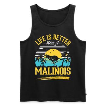 Life is better with a Malinois - Men's Premium Organic Tank Top - black - Front - AI Model Male 178 light (178cm)