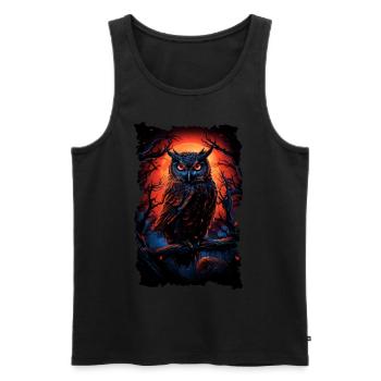 Cool owl with big eyes at night - Men's Premium Organic Tank Top - black - Front - AI Model Male 178 light (178cm)