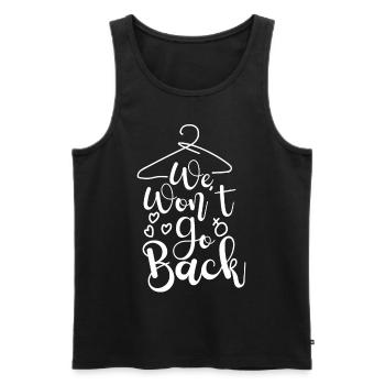 Feminist Cloth Hanger We Won't Go - Männer Premium Bio Tank Top - Schwarz - Vorne - Michal (187cm)