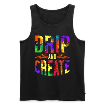 Fluid Painting Flüssiges Malen Drip And Create - Männer Premium Bio Tank Top - Schwarz - Vorne - AI Model Male 178 light (178cm)