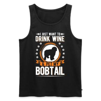 Bobtail and wine - Men's Premium Organic Tank Top - black - Front - AI Model Male 178 light (178cm)