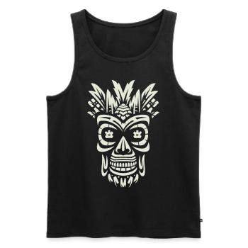 Tribal Tiki Maori Masque Polynésien Rétro Polynésien - Débardeur bio Premium Homme - noir - Devant - AI Model Male 178 light (178cm)