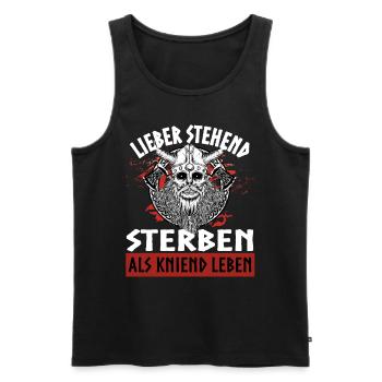 Notizbuch Lieber stehend sterben als kniend leben - Männer Premium Bio Tank Top - Schwarz - Vorne - AI Model Male 178 light (178cm)