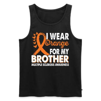 Apply Orange for Brother Month to the - Men's Premium Organic Tank Top - black - Front - Michal (187cm)