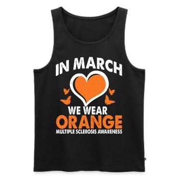 In March we wear the orange month of the - Men's Premium Organic Tank Top - black - Front - Michal (187cm)