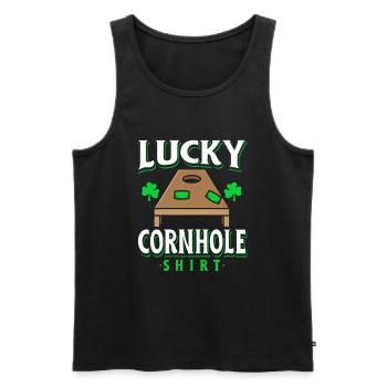 Lucky Cornhole Shirt - Men's Premium Organic Tank Top - black - Front - Michal (187cm)