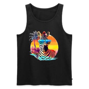 Lustiges Zebra mit Sonnenbrille Retro Stil für - Männer Premium Bio Tank Top - Schwarz - Vorne - AI Model Male 178 light (178cm)