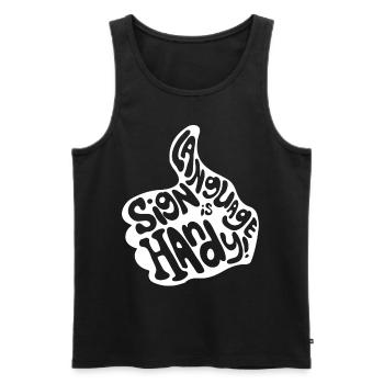 Deaf Pride Gebärdensprache - Männer Premium Bio Tank Top - Schwarz - Vorne - Michal (187cm)