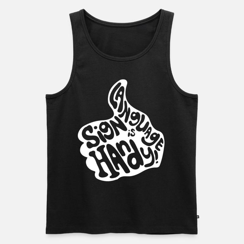 Deaf Pride Gebärdensprache - Männer Premium Bio Tank Top - Schwarz