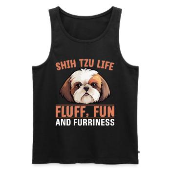 Shih Tzu Life Fluff Fun et fourrure - Débardeur bio Premium Homme - noir - Devant - AI Model Male 178 light (178cm)
