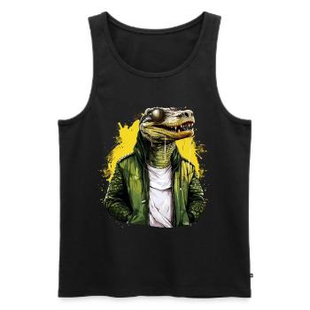 Streetstyle-Krokodil | Krokodil-Liebhaber - Männer Premium Bio Tank Top - Schwarz - Vorne - Michal (187cm)