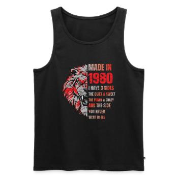 1980 Geburtstag Lion made in - Männer Premium Bio Tank Top - Schwarz - Vorne - Michal (187cm)