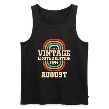 79. Geburtstag August Jahrgang 1944 Vintage - Männer Premium Bio Tank Top - Schwarz - Vorne - Michal (187cm)