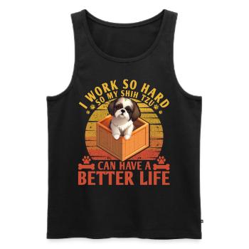 Je travaille dur pour que mon Shih Tzu puisse avoir une vie meilleure - Débardeur bio Premium Homme - noir - Devant - AI Model Male 178 light (178cm)