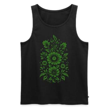 Schönes grünes Blumenmuster - Männer Premium Bio Tank Top - Schwarz - Vorne - AI Model Male 178 light (178cm)