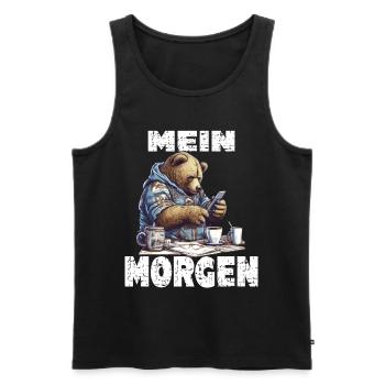 Mein Morgen Bär Zeitung Lesen - Männer Premium Bio Tank Top - Schwarz - Vorne - AI Model Male 178 light (178cm)