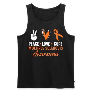 Peace, Love, Cure, Multiple Sclerosis - Men's Premium Organic Tank Top - black - Front - Michal (187cm)
