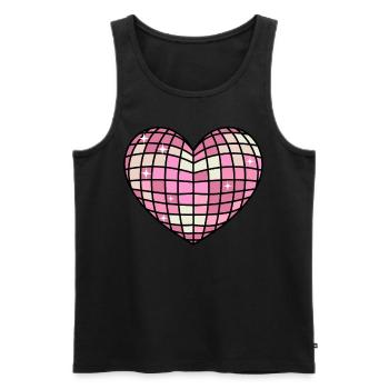 Danish Pastel Aesthetics Heart Disco Ball - Men's Premium Organic Tank Top - black - Front - AI Model Male 178 light (178cm)