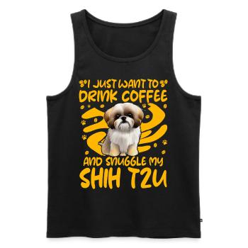 J’ai juste envie de boire un café et de me blottir contre Shih Tzu - Débardeur bio Premium Homme - noir - Devant - AI Model Male 178 light (178cm)