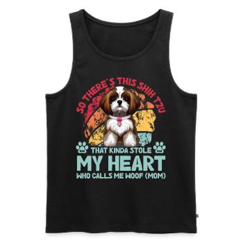 Shih Tzu Drôle de dicton - Débardeur bio Premium Homme - noir - Devant - AI Model Male 178 light (178cm)