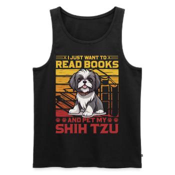 Je veux juste lire des livres et caresser mon Shih Tzu - Débardeur bio Premium Homme - noir - Devant - AI Model Male 178 light (178cm)