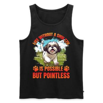 La vie sans Shih Tzu est possible mais inutile - Débardeur bio Premium Homme - noir - Devant - AI Model Male 178 light (178cm)