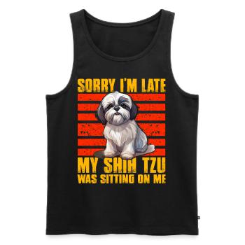 Désolé d’être en retard, mon Shih Tzu était assis sur moi - Débardeur bio Premium Homme - noir - Devant - AI Model Male 178 light (178cm)