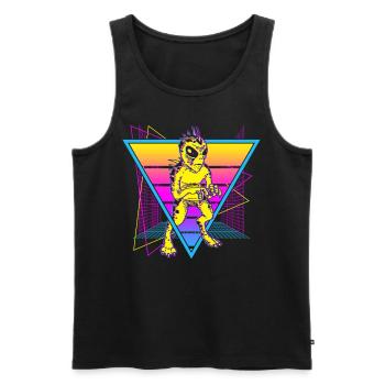 Chupacabra Crypto Cryptozoologie Rétro - Débardeur bio Premium Homme - noir - Devant - AI Model Male 178 light (178cm)