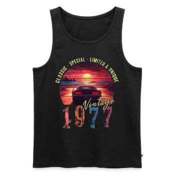 Vintage 1977 Birthday Synthwave Year of birth 1977 - Men's Premium Organic Tank Top - black - Front - Michal (187cm)