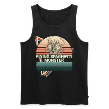 Fliegendes Spaghettimonster FSM Pastafarian Retro - Männer Premium Bio Tank Top - Schwarz - Vorne - Michal (187cm)