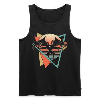 Mothman Crypto Cryptozoologie Rétro - Débardeur bio Premium Homme - noir - Devant - AI Model Male 178 light (178cm)