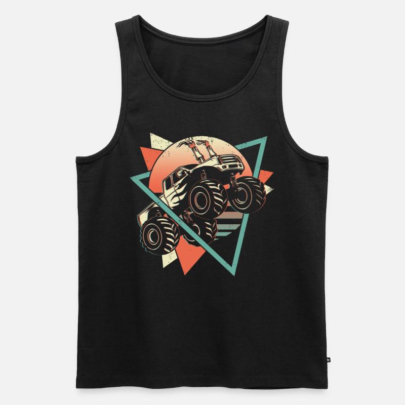Monstertruck Retro - Männer Premium Bio Tank Top - Schwarz