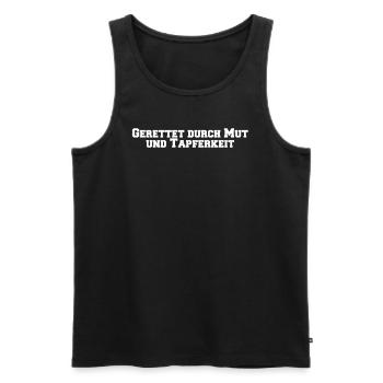 Feuerwehr - Gerettet durch Mut und Tapferkeit - Männer Premium Bio Tank Top - Schwarz - Vorne - AI Model Male 178 light (178cm)