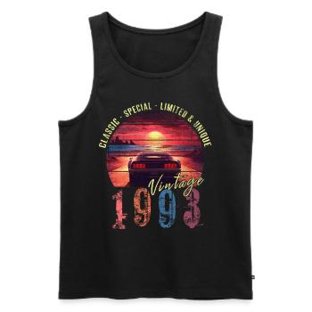Millésime 1993 Anniversaire Synthwave Année de naissance 1993 - Débardeur bio Premium Homme - noir - Devant - Michal (187cm)