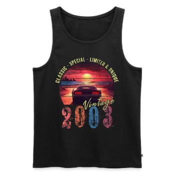 Vintage 2003 Birthday Synthwave Year of birth 2003 - Men's Premium Organic Tank Top - black - Front - Michal (187cm)