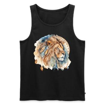 Lion Tribal Aquarelle Lion Dream Catcher - Débardeur bio Premium Homme - noir - Devant - Michal (187cm)
