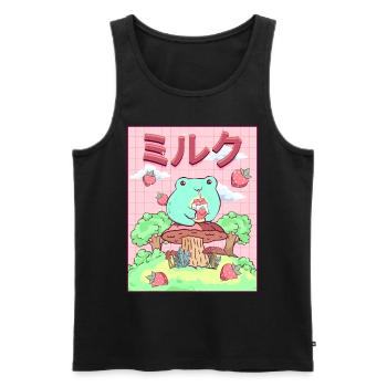 Cottagecore Aesthetic Japanese Kawaii Frog - Men's Premium Organic Tank Top - black - Front - Michal (187cm)