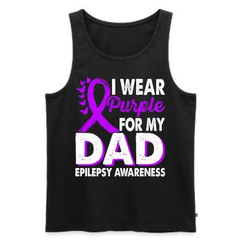 Wear purple for the - Men's Premium Organic Tank Top - black - Front - Michal (187cm)